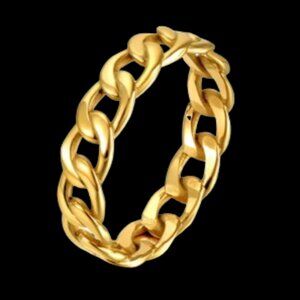 18kt Yellow Gold Plated Thick Cuban Chain Link Ring